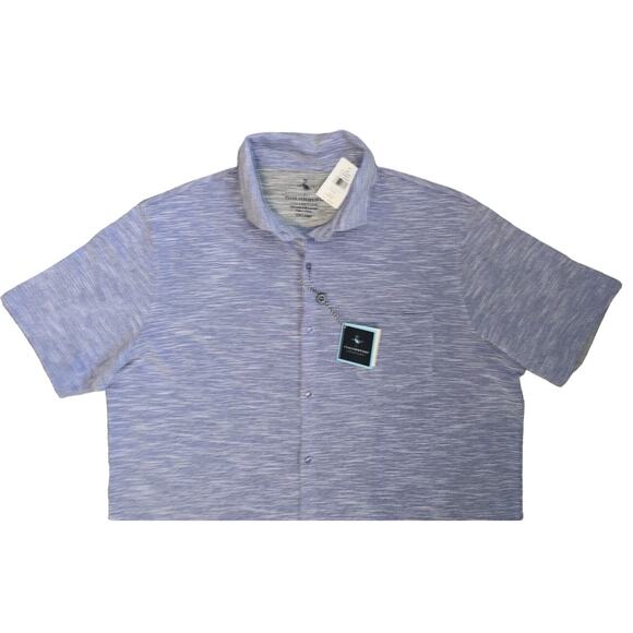 NEW TAILORBYRD Men's Polo Shirt Short Sleeves Button-Up Chambray Pocket NWT‎ - Picture 2 of 10